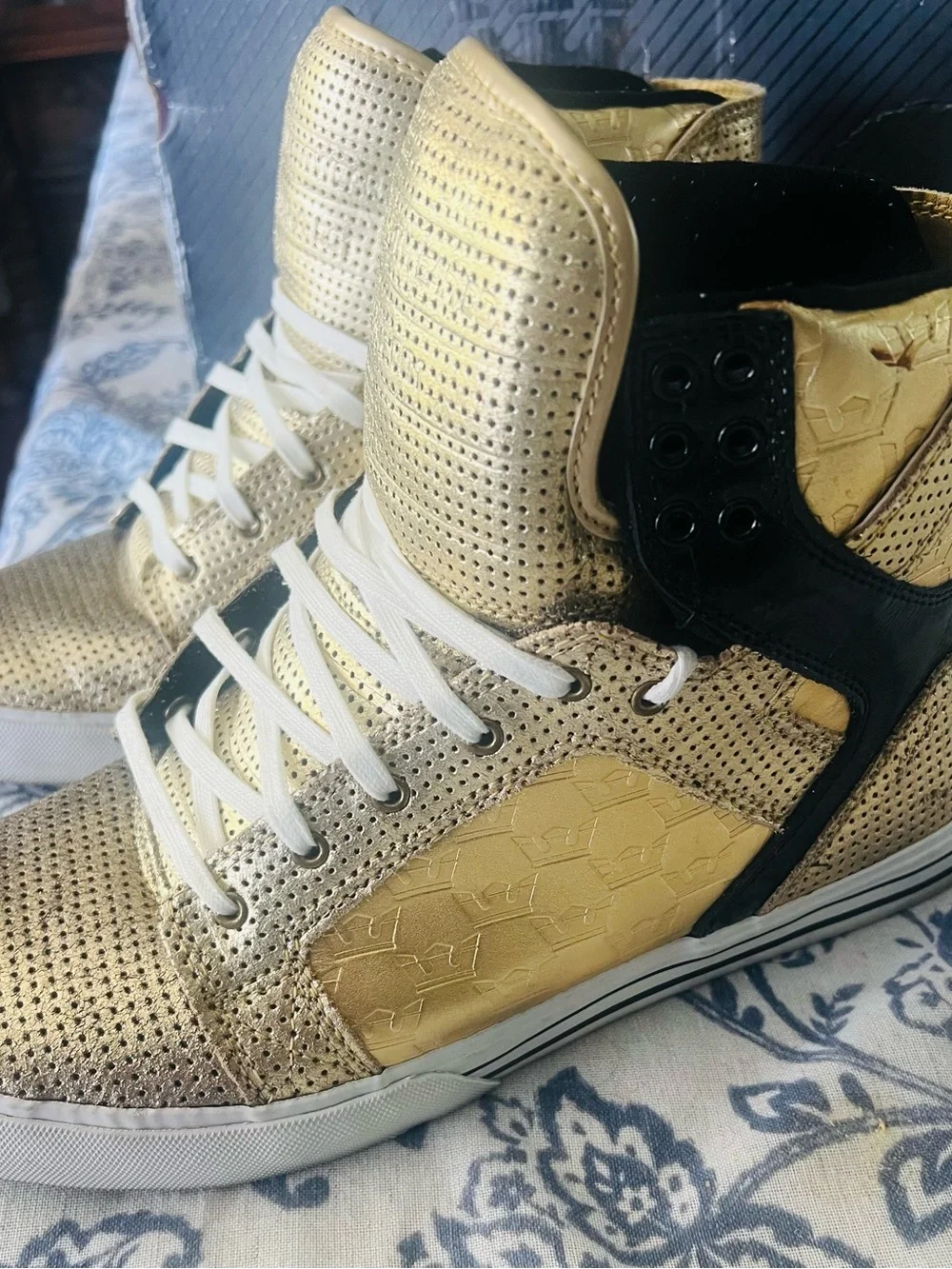 Supra Mens Muska Skytop Limited Shoes Gold/Black Suede Gold Size 11 W/BOX
